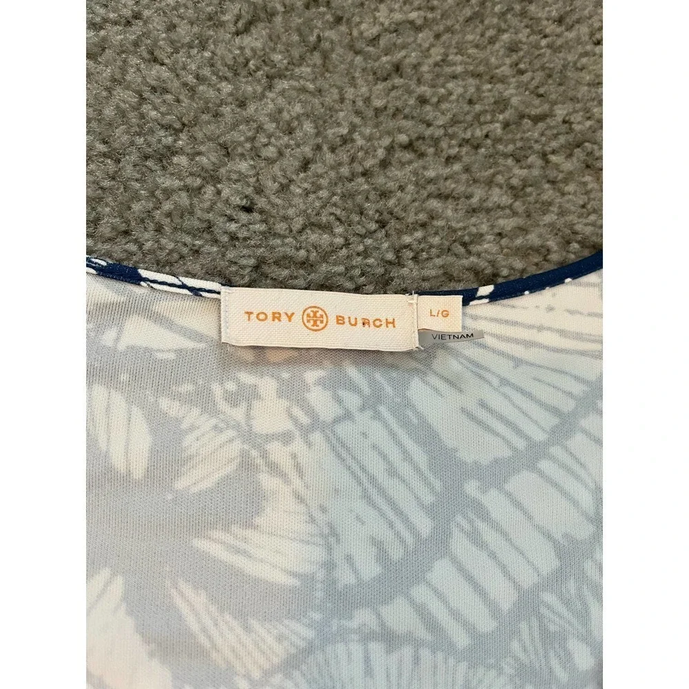 Tory Burch Blue Baltic Sea Dream Catcher Viscose V Neck Women's Cap Sleeve dress